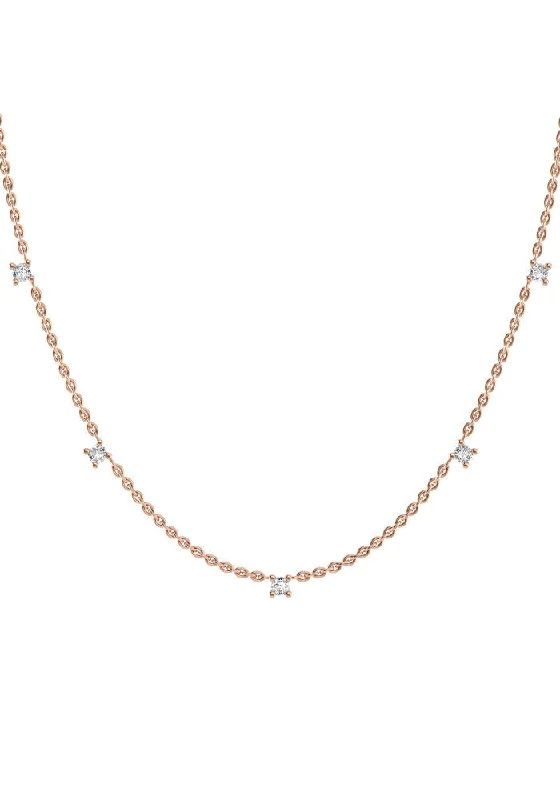 celestial astrology sign ring Fived 18K Rose Gold Necklace w. Lab-Grown Diamonds