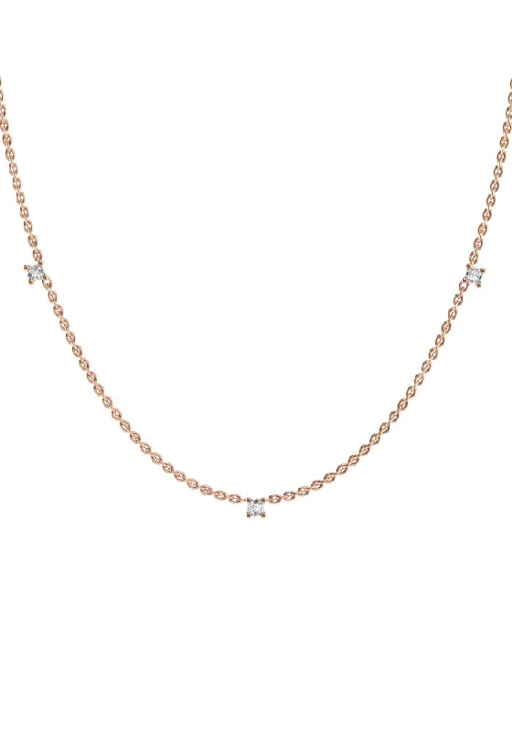 rose gold initial pendant necklace Triplet 18K Rose Gold Necklace w. Lab-Grown Diamonds