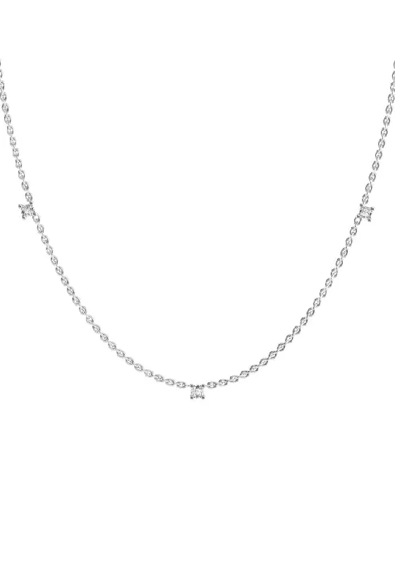 personalized coordinates ring custom Triplet 18K White Gold Necklace w. Lab-Grown Diamonds
