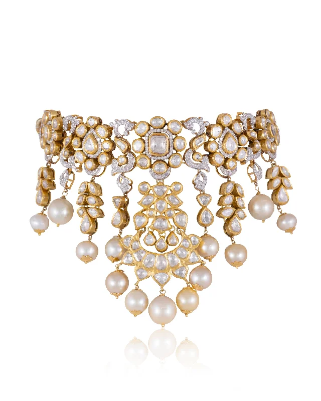 braided gold chain bracelet Ritisha Polki And Diamond Choker