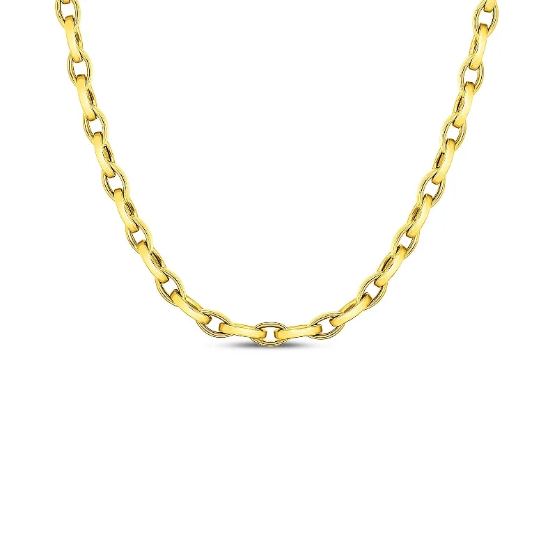 classic gemstone stud earrings 18K Designer Gold Almond Link Chain