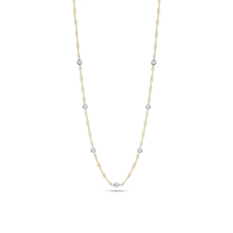 silver feather charm necklace 18K Gold Diamonds By The Inch 7 Station Dogbone Necklace