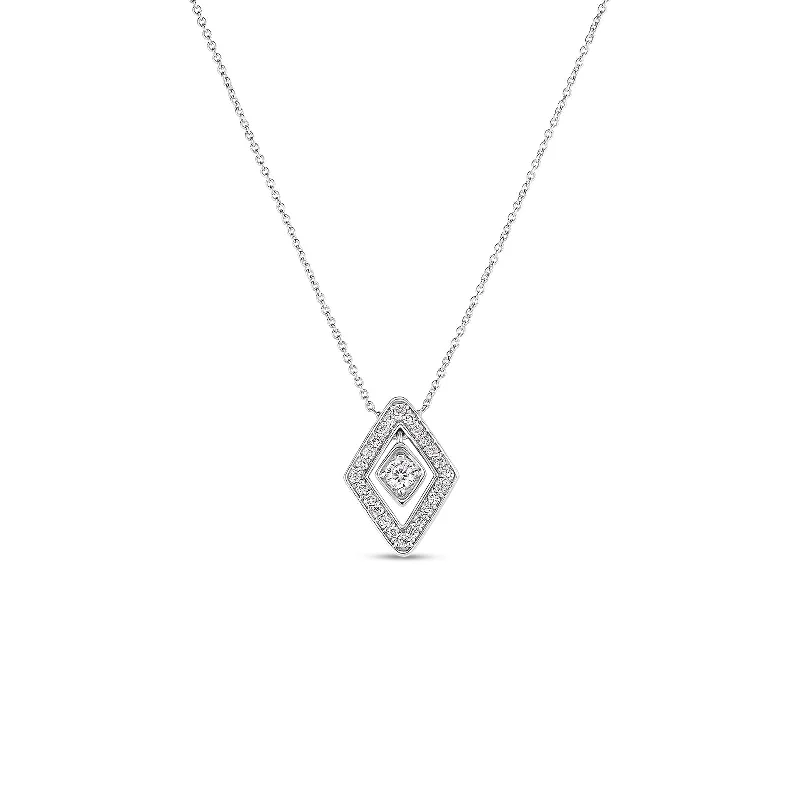 unique gemstone cocktail ring 18K White Gold Diamante Small Diamond Necklace