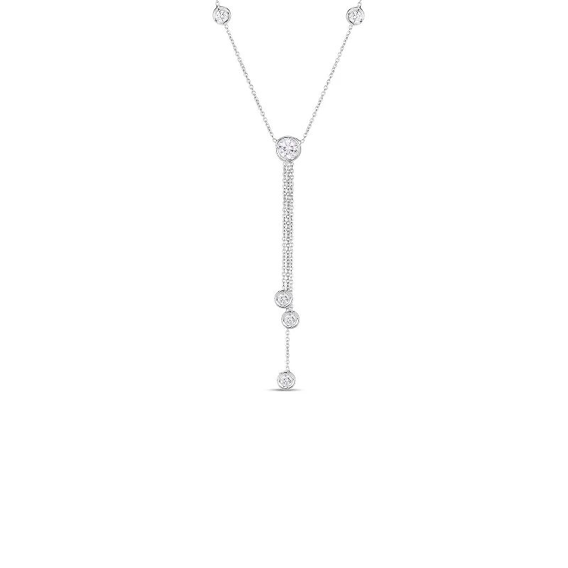 unique square diamond ring 18K White Gold Diamonds By The Inch Triple Drop Necklace unique square diamond ring 18K White Gold Diamonds By The Inch Triple Drop Necklace