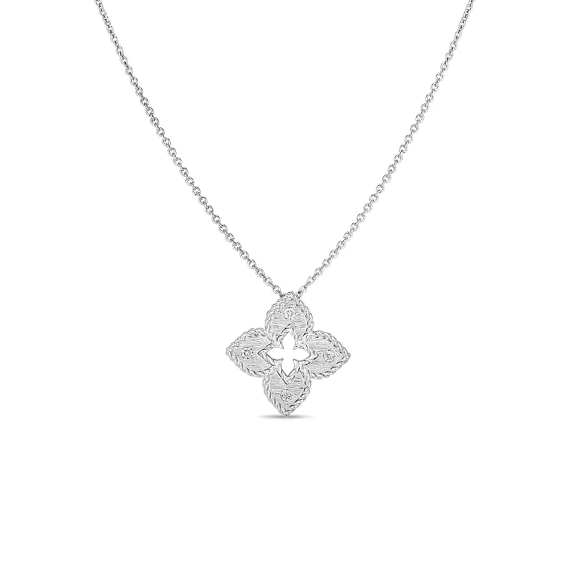 dainty birthstone ring for women 18K White Gold Petite Venetian Princess Extra Small Satin & Diamond Accent Flower Necklace dainty birthstone ring for women 18K White Gold Petite Venetian Princess Extra Small Satin & Diamond Accent Flower Necklace