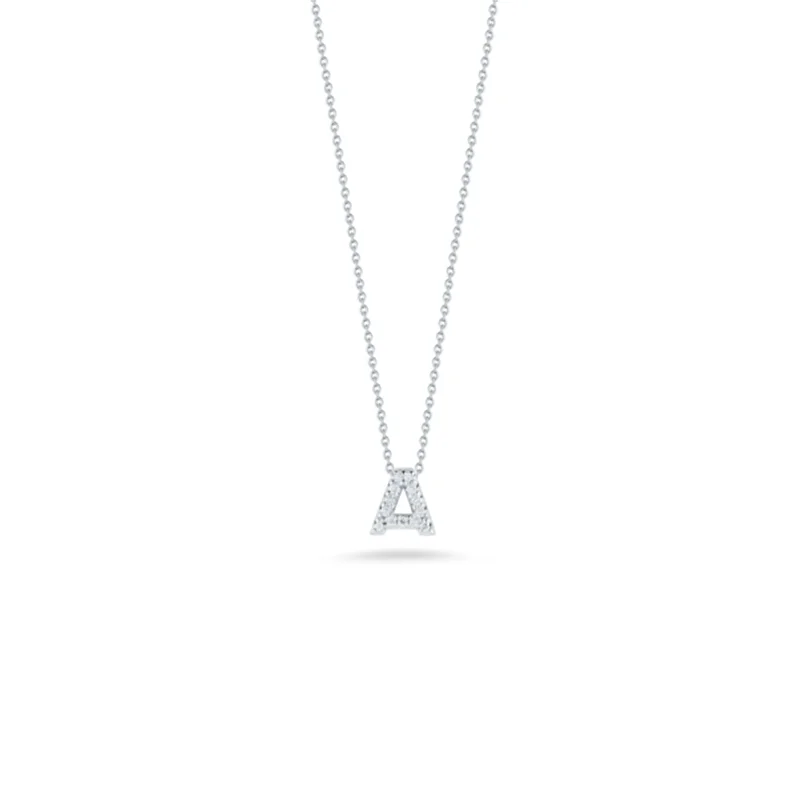 diamond halo engagement ring 18K White Gold Tiny Treasures Diamond Love Letter “a” Necklace