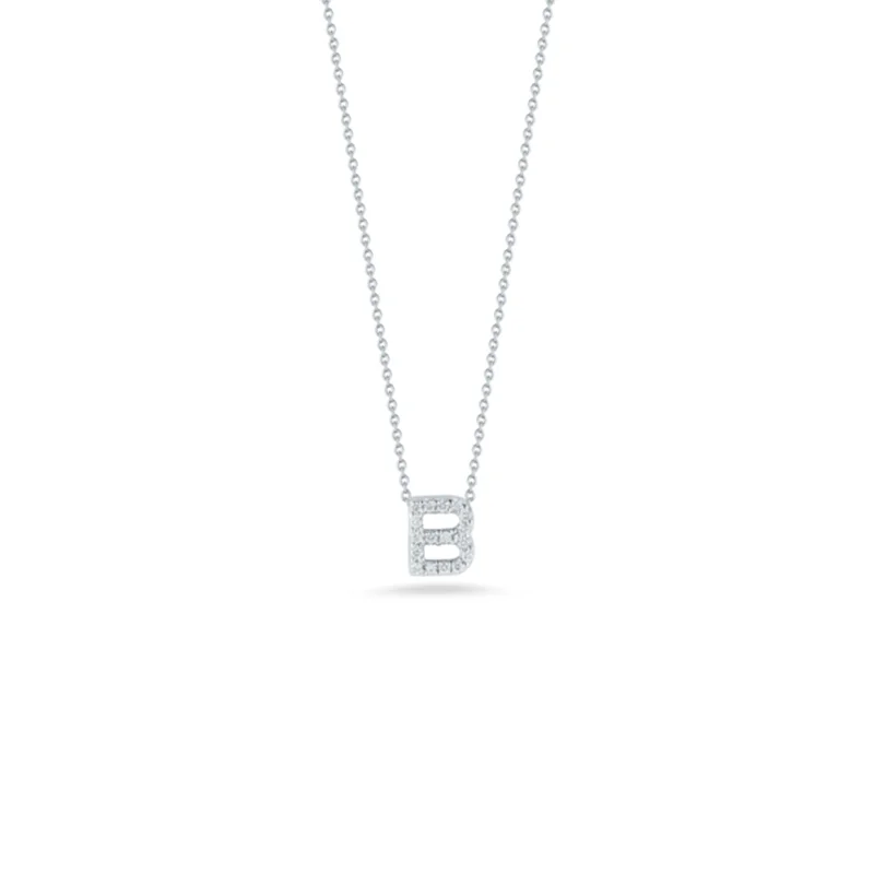 gold wedding band for men 18K White Gold Tiny Treasures Diamond Love Letter “b” Necklace