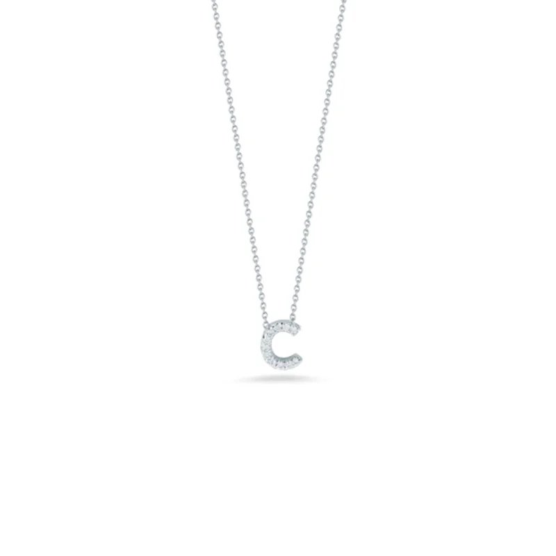 colorful gemstone engagement ring 18K White Gold Tiny Treasures Diamond Love Letter “c” Necklace