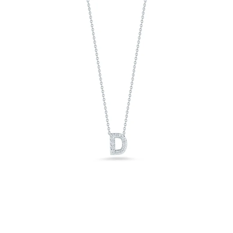 vintage diamond brooch 18K White Gold Tiny Treasures Diamond Love Letter “d” Necklace