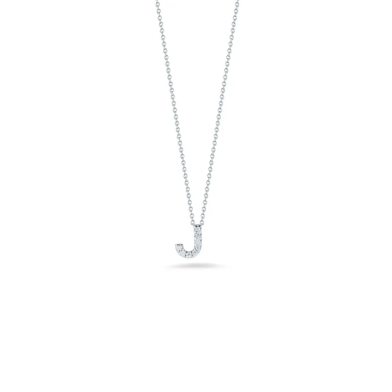 men’s black diamond cufflinks 18K White Gold Tiny Treasures Diamond Love Letter “j” Necklace