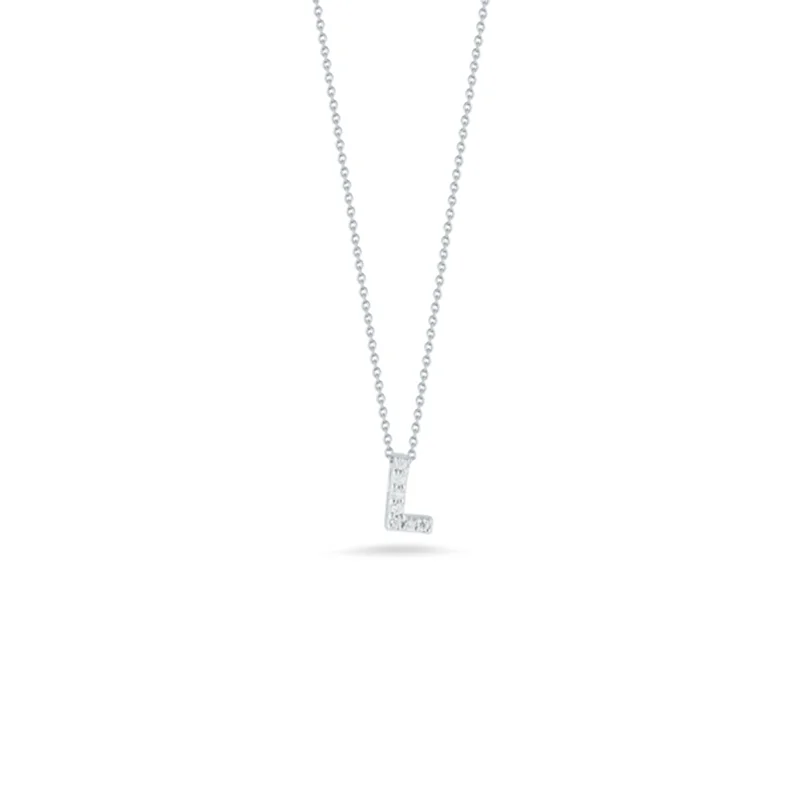 gold engagement ring vintage 18K White Gold Tiny Treasures Diamond Love Letter “l” Necklace
