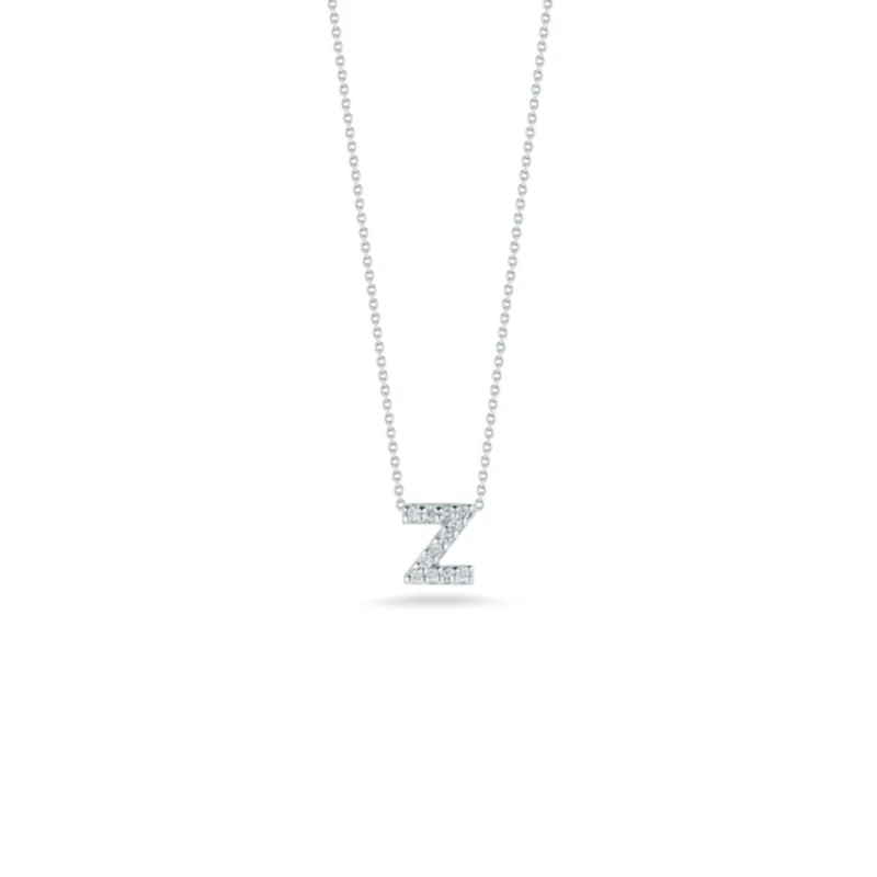 eternity ring for anniversary 18K White Gold Tiny Treasures Diamond Love Letter “z” Necklace