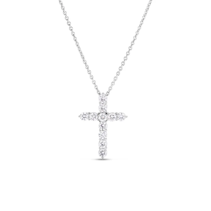 rose gold bezel ring 18K White Gold Tiny Treasures Large Diamond Cross Necklace