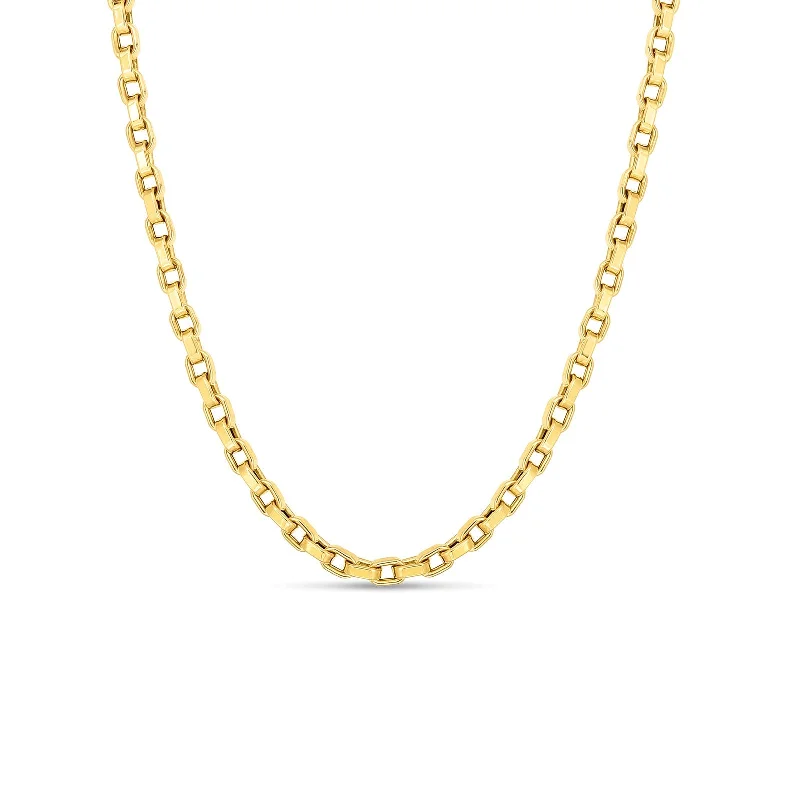 customized infinity bracelet 18K Yellow Designer Gold Square Link 22 Inch Necklace