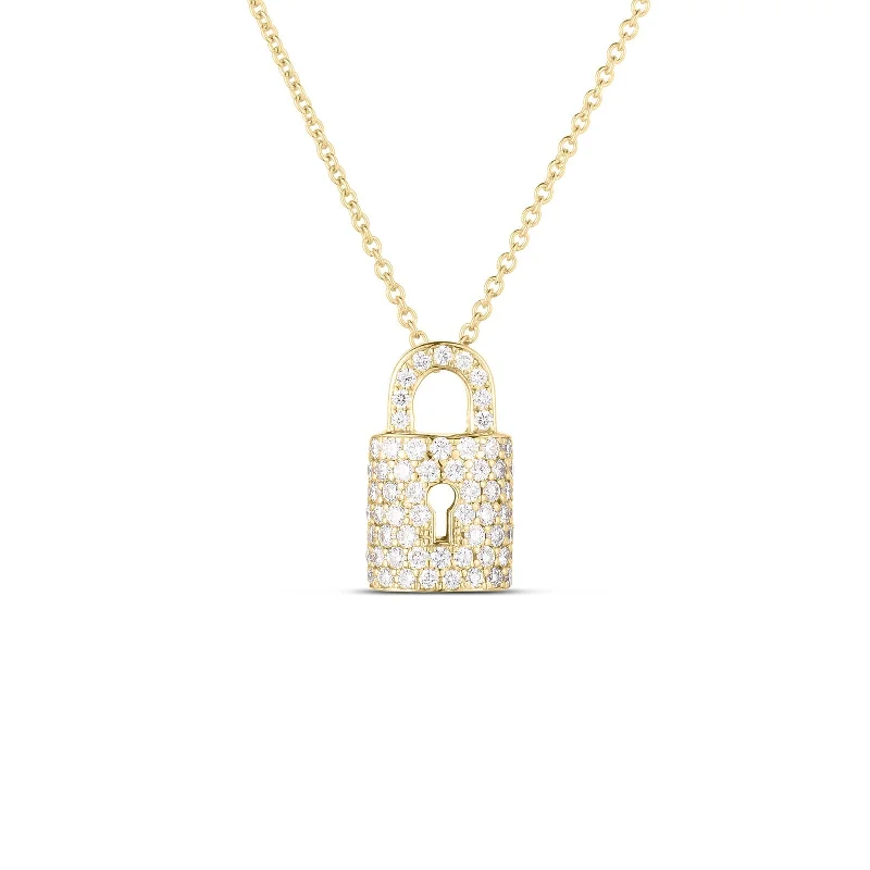 handmade leather ring 18K Yellow Gold Tiny Treasures Diamond Lock Necklace