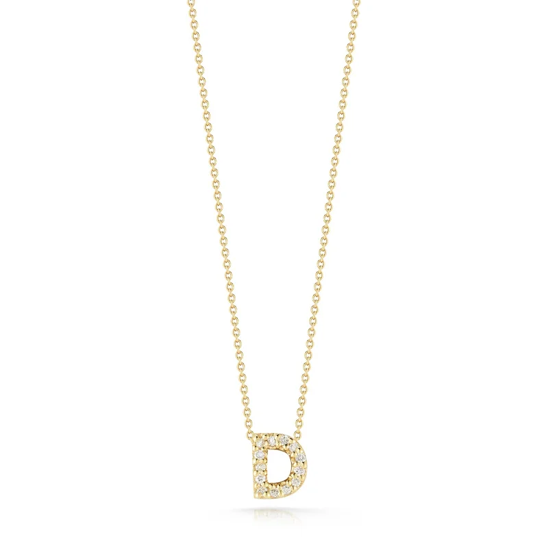 boho pearl charm bracelet 18K Yellow Gold Tiny Treasures Diamond Love Letter “d” Necklace