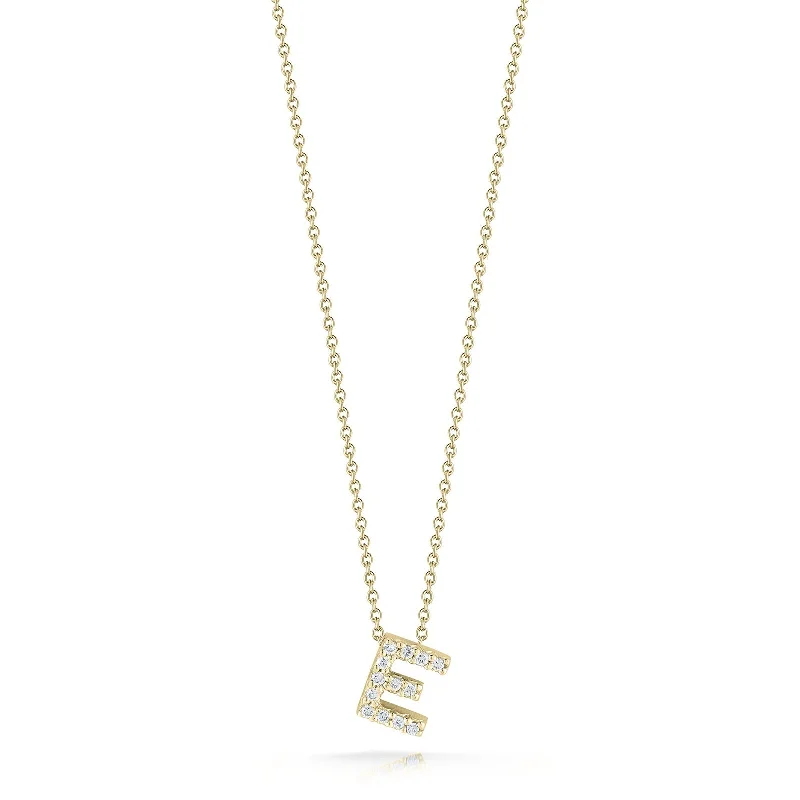 large vintage statement necklace 18K Yellow Gold Tiny Treasures Diamond Love Letter “e” Necklace