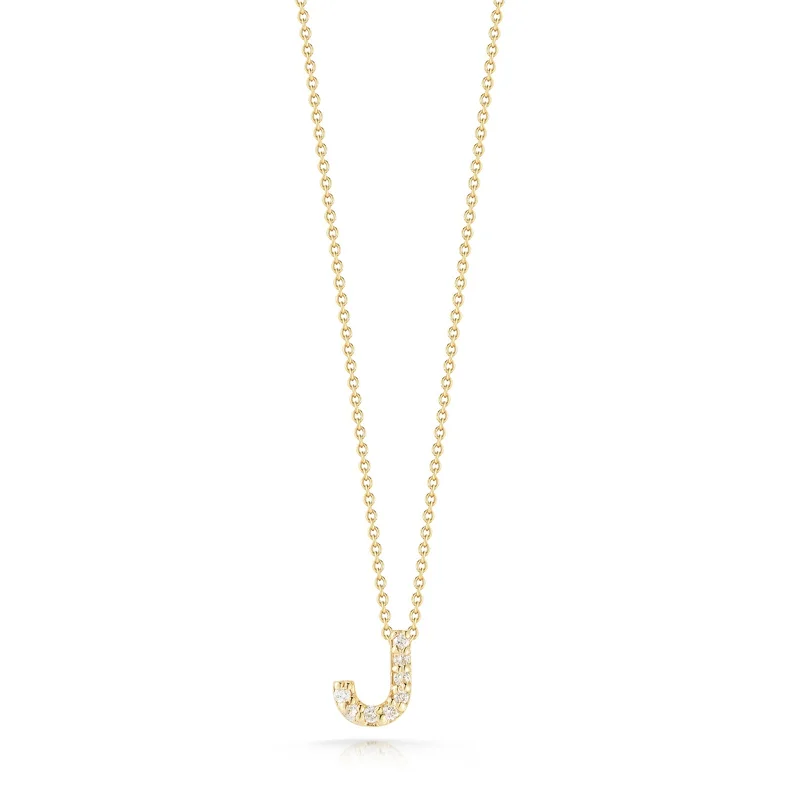 hammered silver pendant necklace 18K Yellow Gold Tiny Treasures Diamond Love Letter “j” Necklace