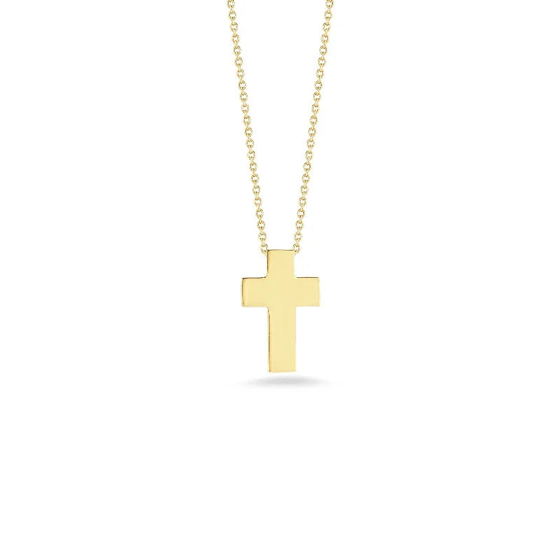 elegant pearl bridal set 18K Yellow Gold Tiny Treasures High Polished Cross Necklace