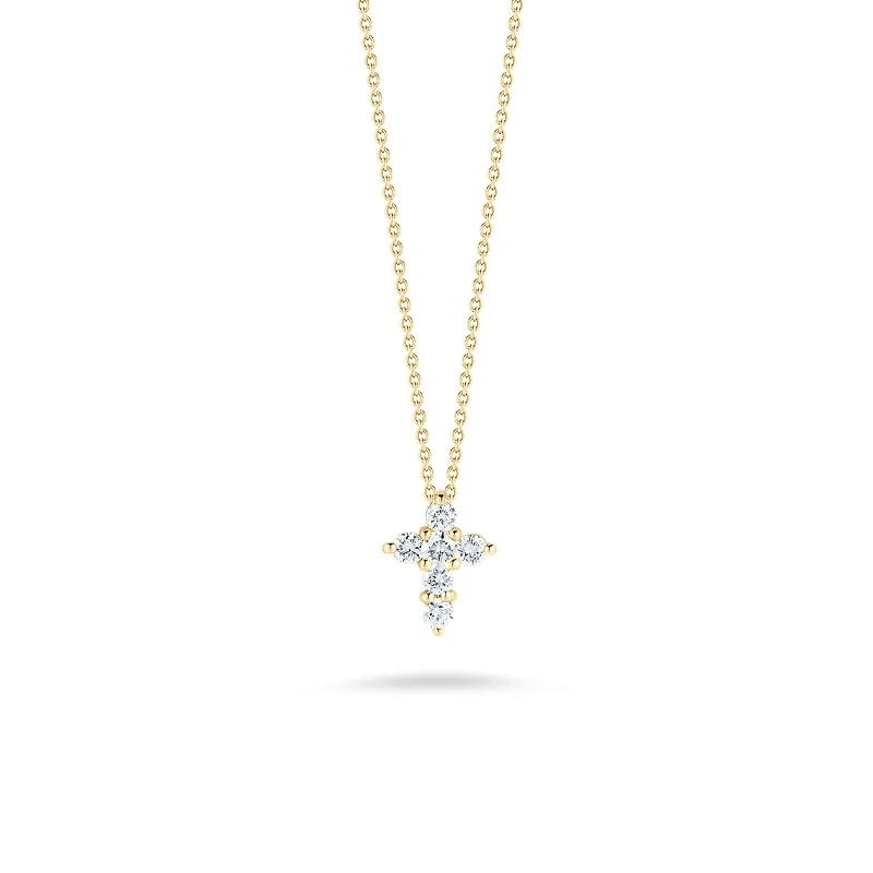 simple engraved wedding ring 18K Yellow Gold Tiny Treasures Mini Diamond Cross Necklace