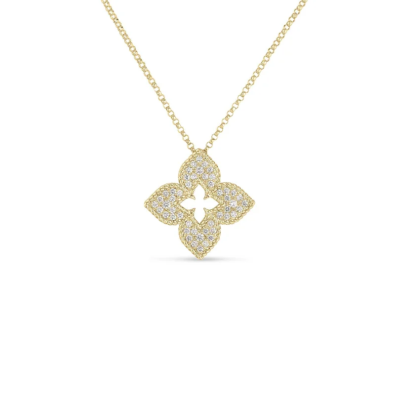 vintage platinum wedding band 18K Yellow Gold Venetian Princess Pave Flower Necklace vintage platinum wedding band 18K Yellow Gold Venetian Princess Pave Flower Necklace