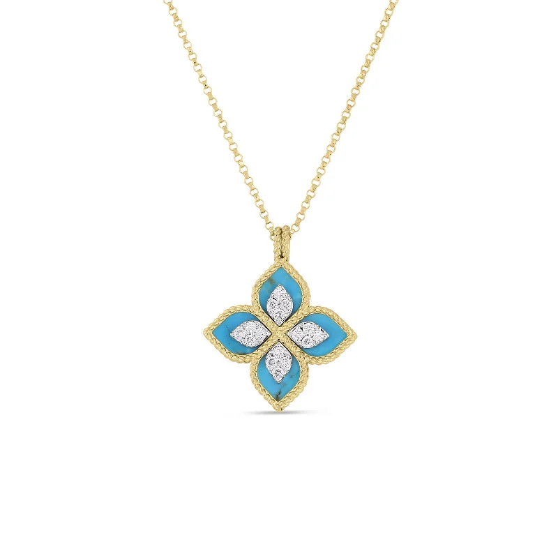 celestial star cluster earrings 18K Yellow/White Gold Venetian Princess Diamond & Turquoise Flower Necklace