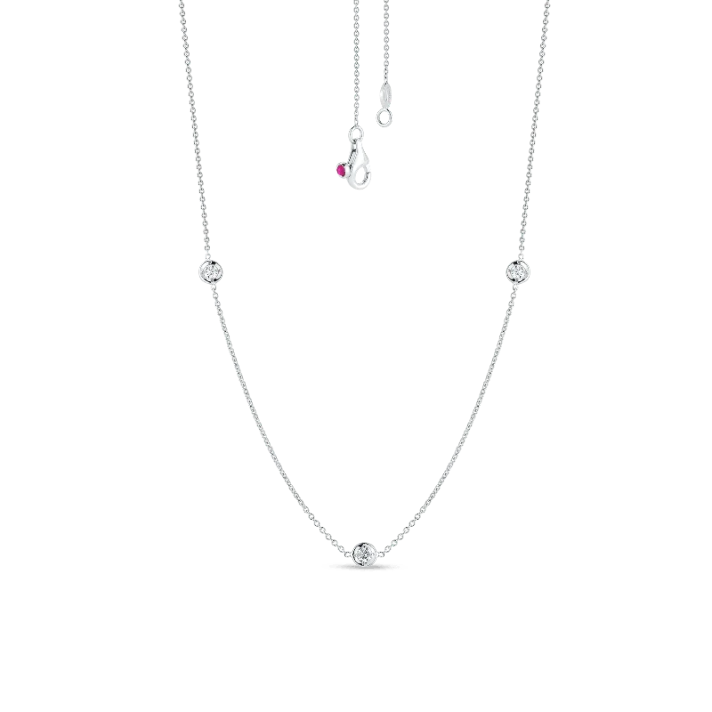 chunky gold chain necklace 18K Gold Necklace With 3 Diamond Stations
