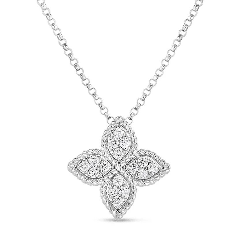 custom initial pendant necklace Princess Collection Medium Diamond Flower Pendant