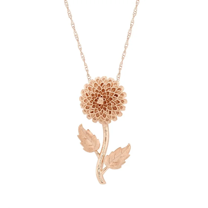 dainty sapphire stacking rings ROSE GOLD NECKLACE WITH CHRYSANTHEMUM PENDANT
