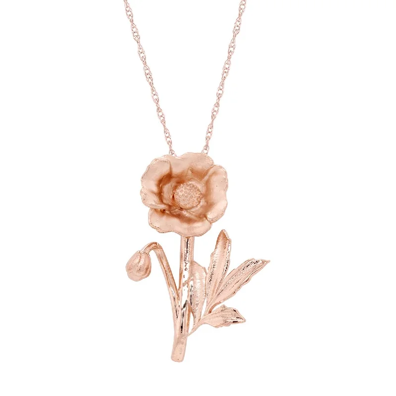 birthstone charm bracelet for mom ROSE GOLD NECKLACE WITH POPPY PENDANT