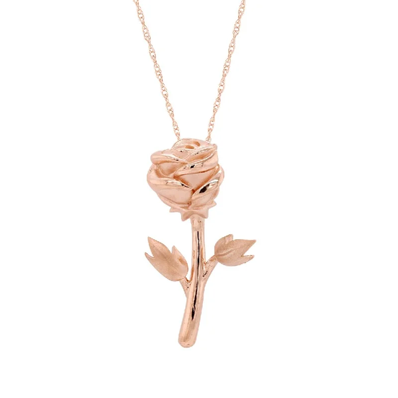 minimalist wedding band set ROSE GOLD NECKLACE WITH ROSE FLOWER PENDANT