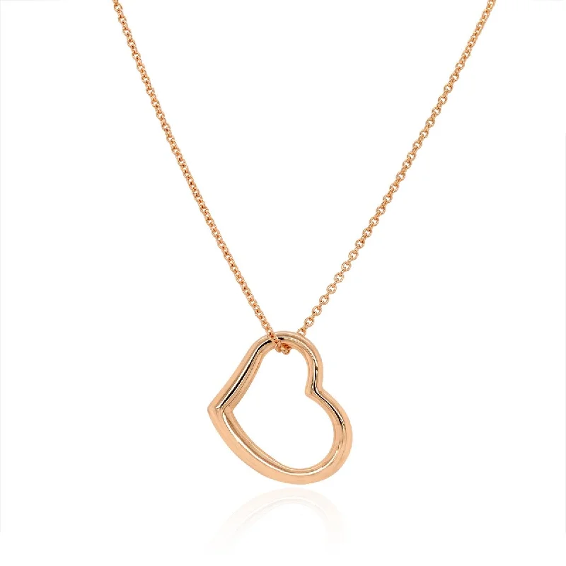 dainty pearl and diamond ring ROSE GOLD OPEN HEART STYLE PENDANT NECKLACE