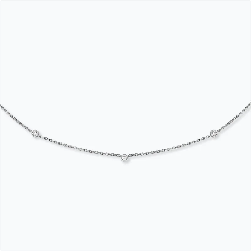 vintage art deco sapphire ring 3 Stone 18K White Gold Necklace w. Diamond