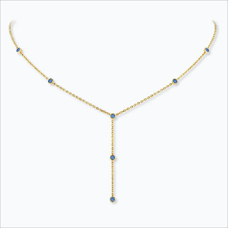 white gold diamond cluster ring 7 Stone 18K Gold Necklace w. Blue Sapphires