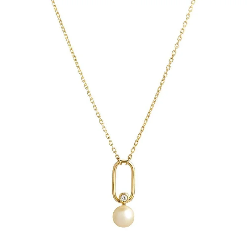 celestial sunburst necklace gold Astra Moonlight 18K Gold Necklace w. Pearl & Diamond