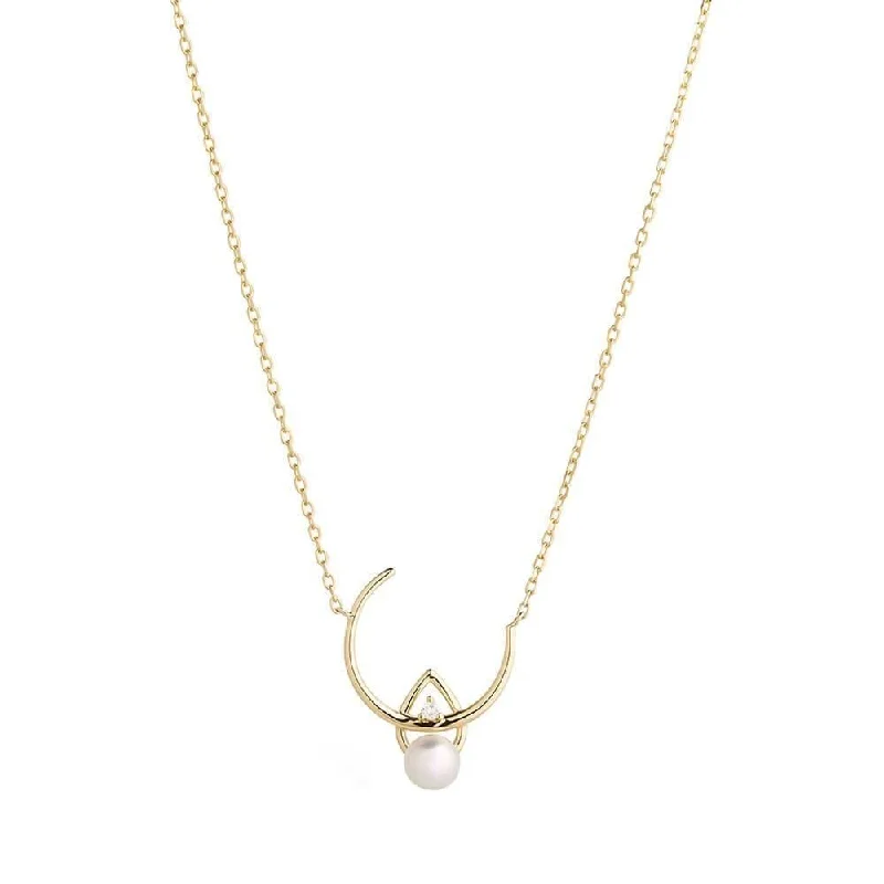 delicate chain necklace gold Cosmo Venus 18K Gold Necklace w. Pearl & Diamond