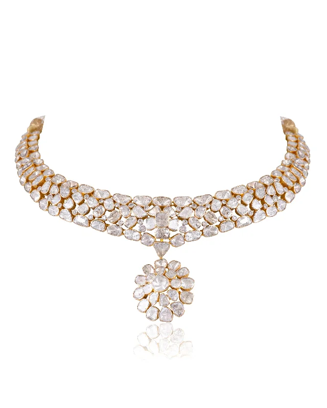 gold-plated snake chain bracelet Rumi Polki And Diamond Necklace