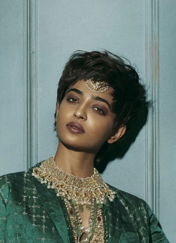 real smoky quartz pendant Radhika Apte - Rupi Polki Necklace