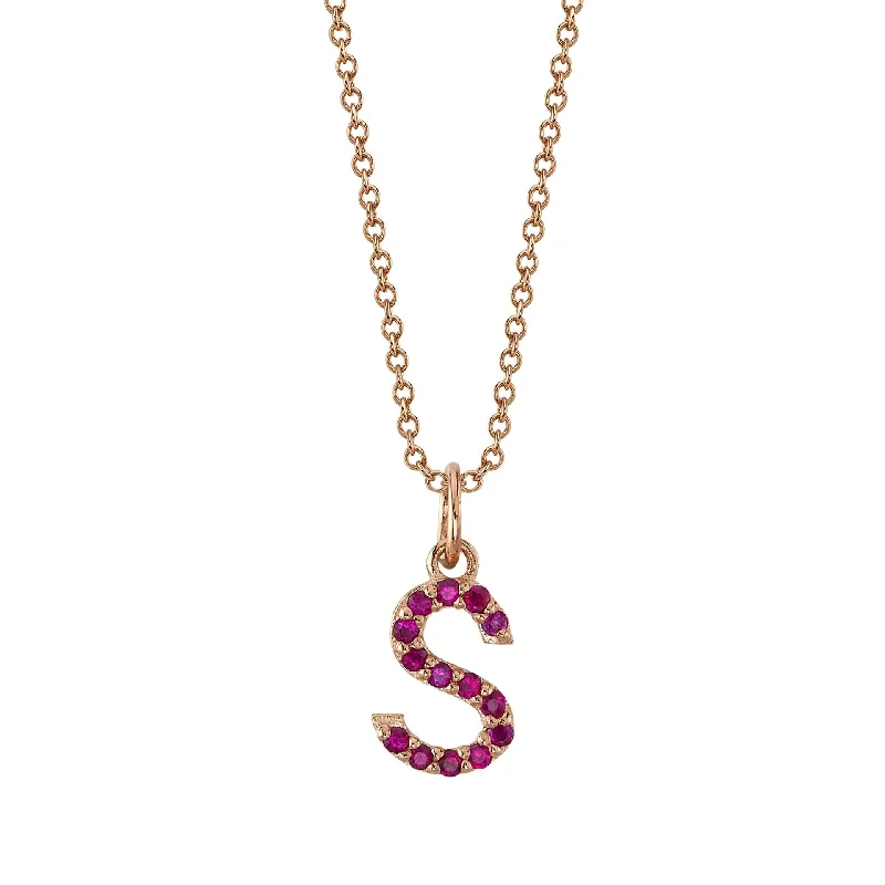 S Initial Birthstone Charm Necklace