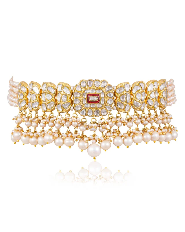 gemstone teardrop earrings Sabita Polki Choker