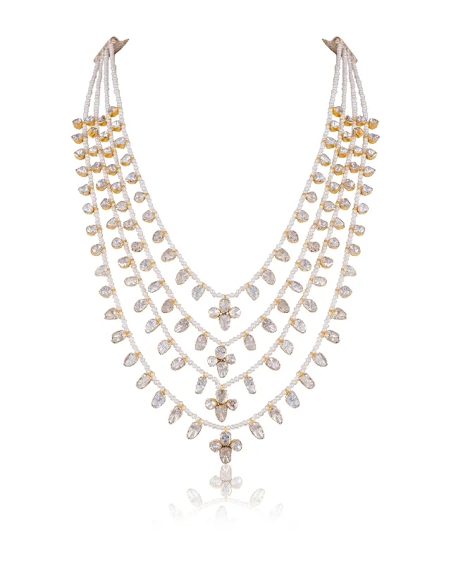 rose gold ring with diamonds Saiba Polki Long Necklace