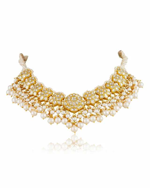 double-layered choker necklace Saira Polki Necklace