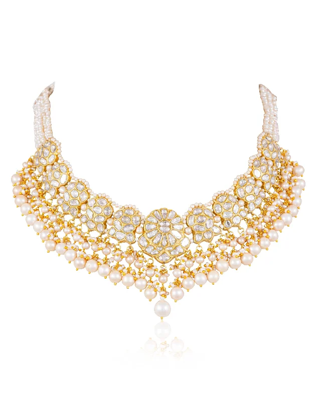 celestial moon and stars ring Saira Polki Necklace