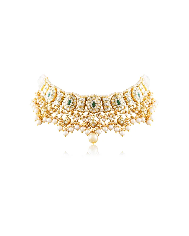 unique crystal bar necklace Sambhavi Polki Necklace