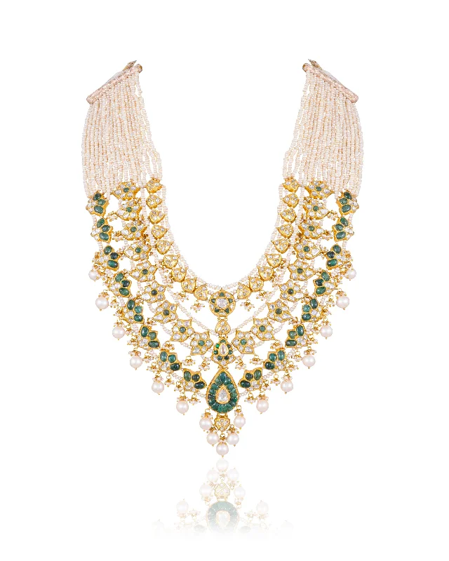 minimalist horseshoe necklace gold Samrudhi Polki Long Necklace