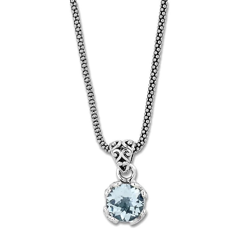 dainty rose gold anklet SAMUEL B. BLUE TOPAZ PENDANT NECKLACE
