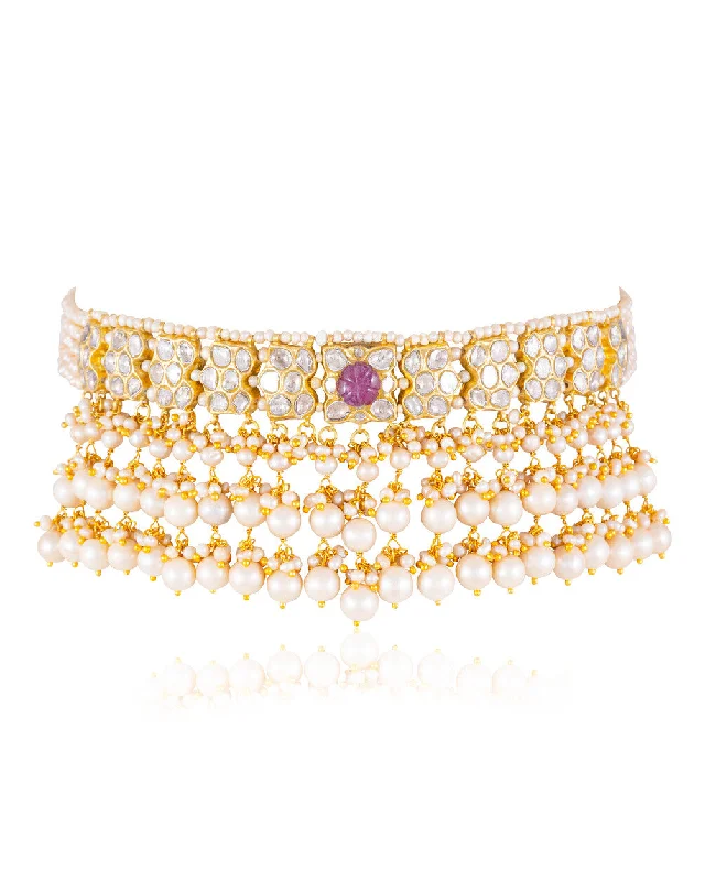 sapphire halo engagement ring Sandya Polki Choker