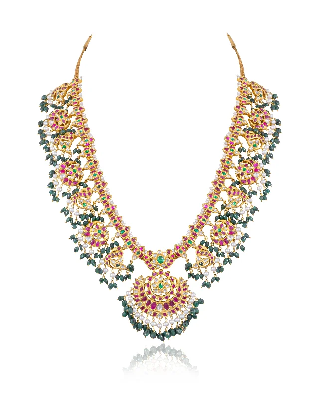 luxury diamond anniversary band Sangita Jadau Polki Long Necklace