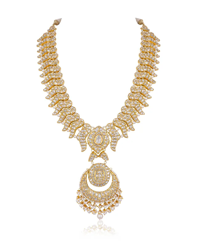dainty gemstone chain bracelet Sarojni Polki Long Necklace