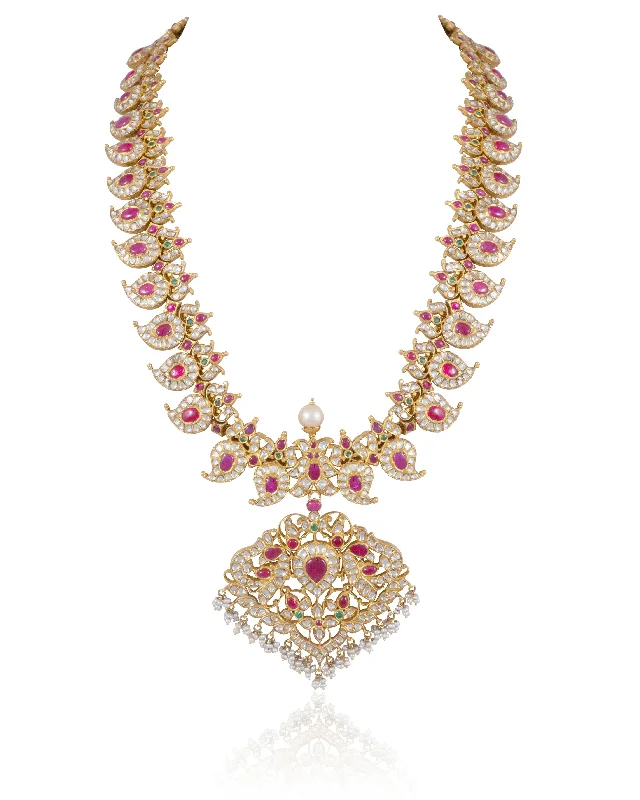 emerald cut diamond wedding ring Sayesha Jadau Polki Long Necklace